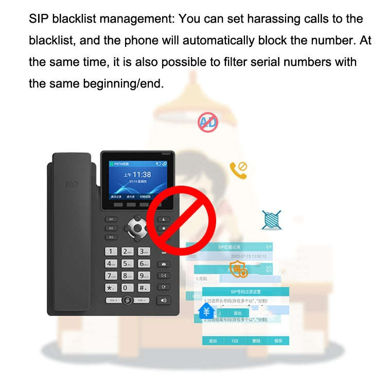 S135 PSTN+SIP Dual Mode Recording Smart Phone 6 Ways VOIP Network Phone IP Phone