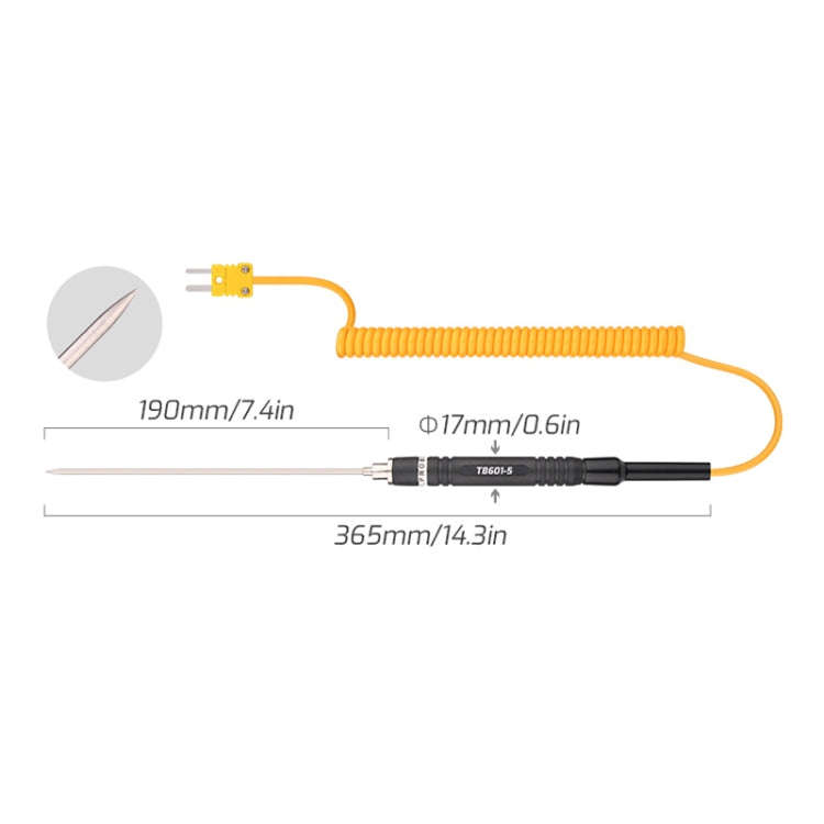 TASI TB601-5 Pointed Needle Liquid Probe K-Type Probe Use With Thermometer