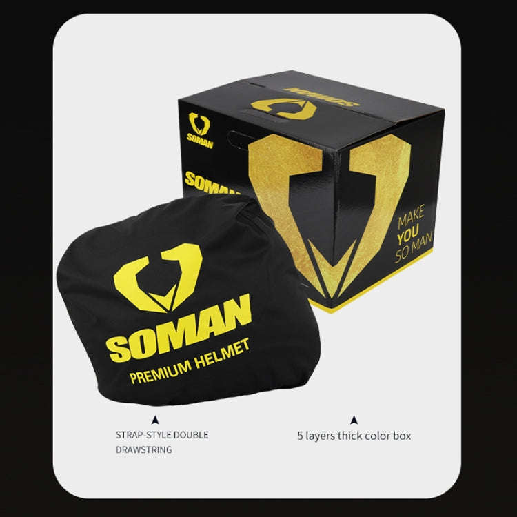 SOMAN Motorcycle Electric Bicycle Dual Lens Riding Helmet, Size: M(Bright Back)