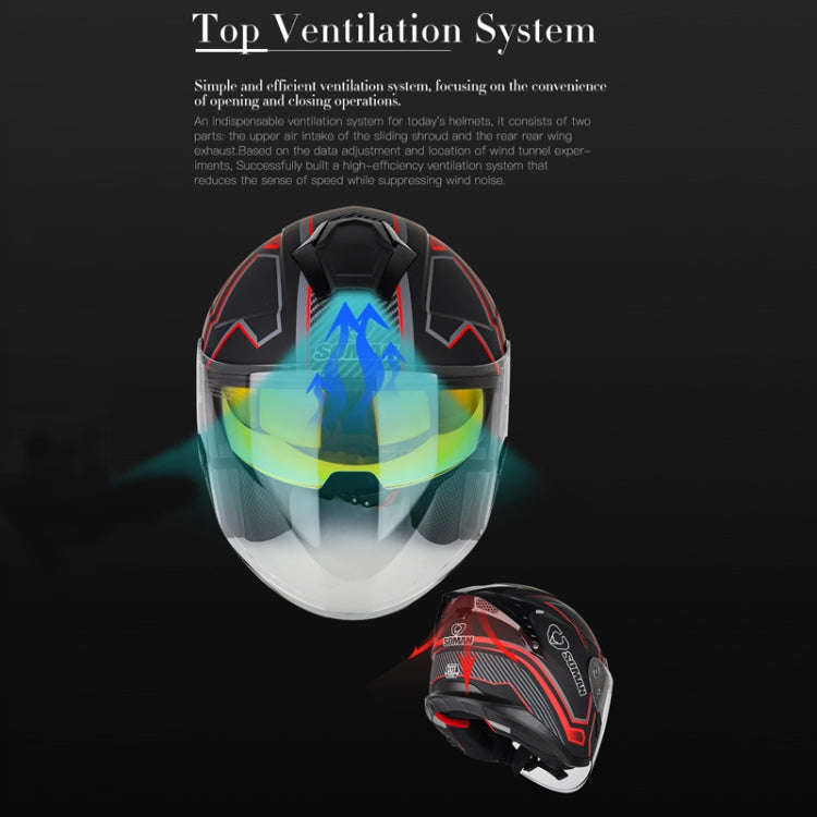SOMAN Motorcycle Electric Bicycle Dual Lens Riding Helmet, Size: M(Matte Black)