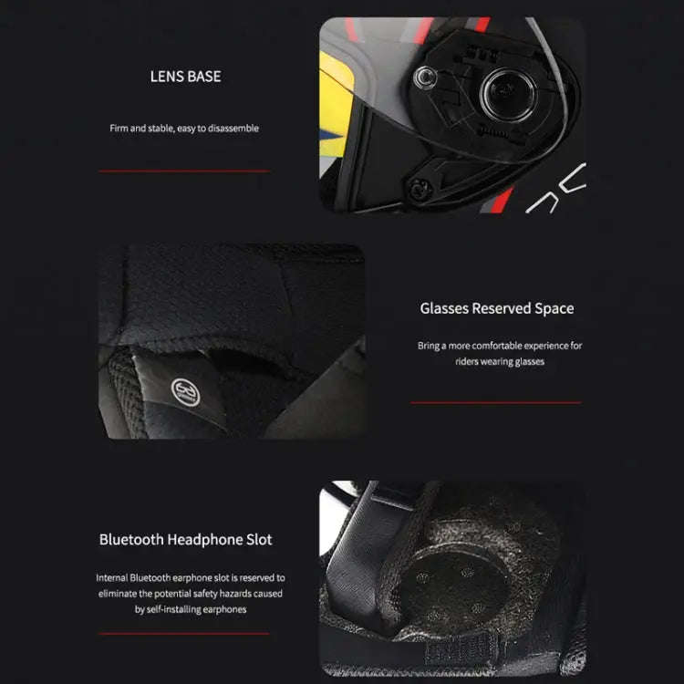 SOMAN Motorcycle Electric Bicycle Dual Lens Riding Helmet, Size: XL(Black Red)