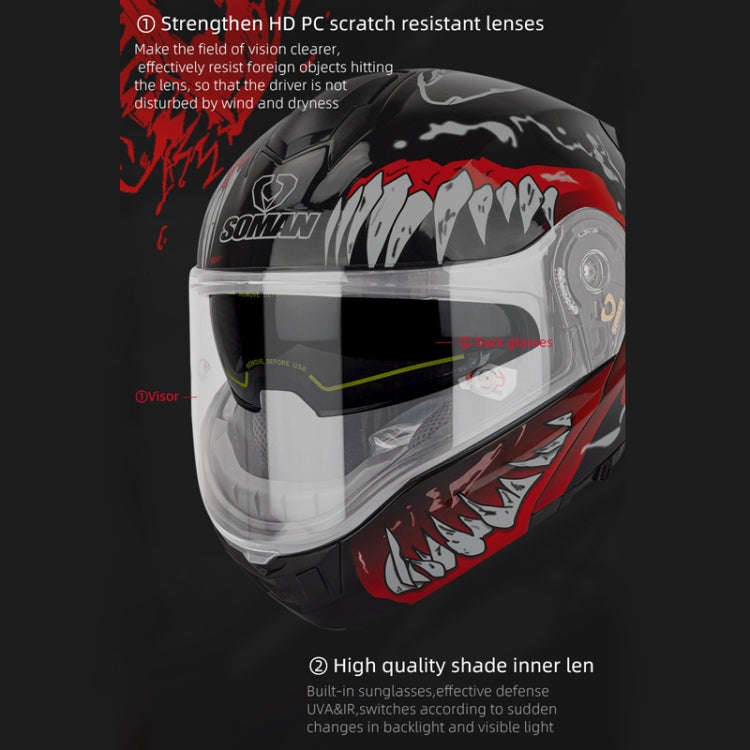 SOMAN Racing Motorcycle Double Lens Riding Safety Helmet, Size: XXL(Mobile Suit)