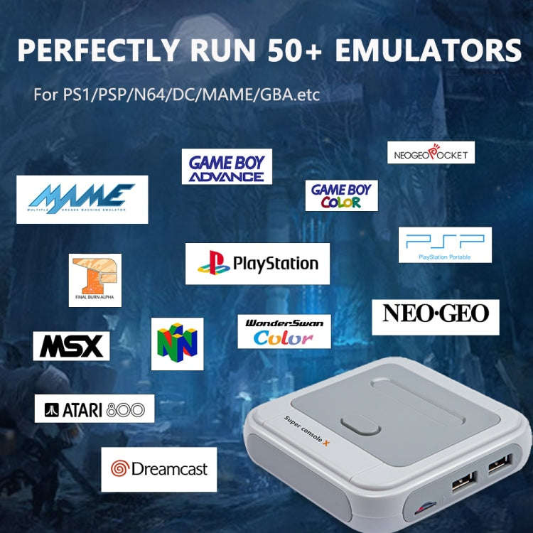 Super Console X 64GB 30000+ Games Wireless 4K HD 3D Double Game Console Box, US Plug
