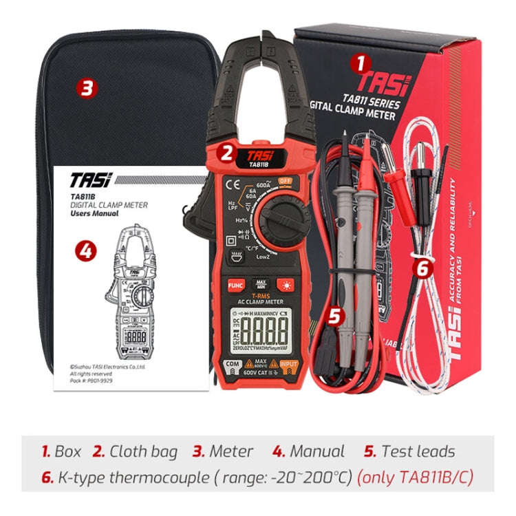 TASI TA811C Clamp Meter High Accuracy AC DC Voltage Ammeter