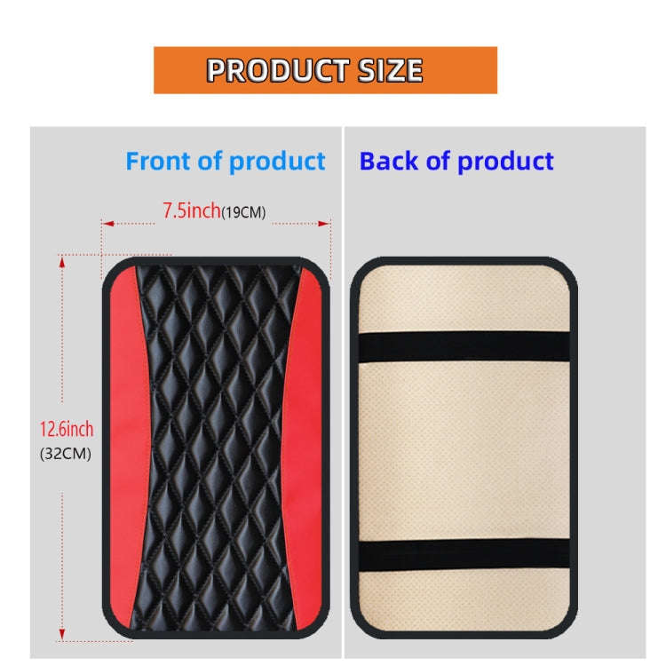 Car Center Console Cover Mat PU Leather Car Armrest Cover 32x19cm(Red)