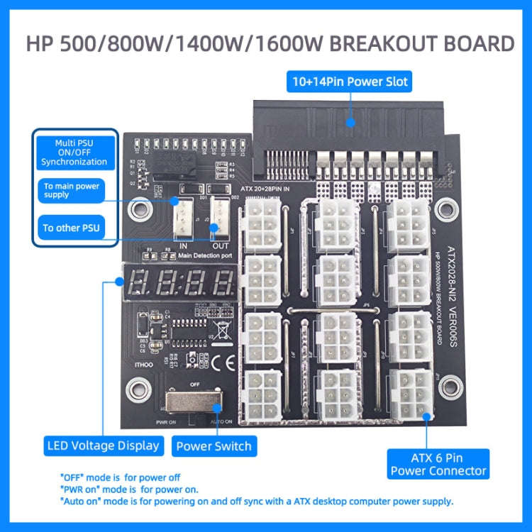 2200W To 6P Graphics Card Power Board For HP Server Power Supply(Black)