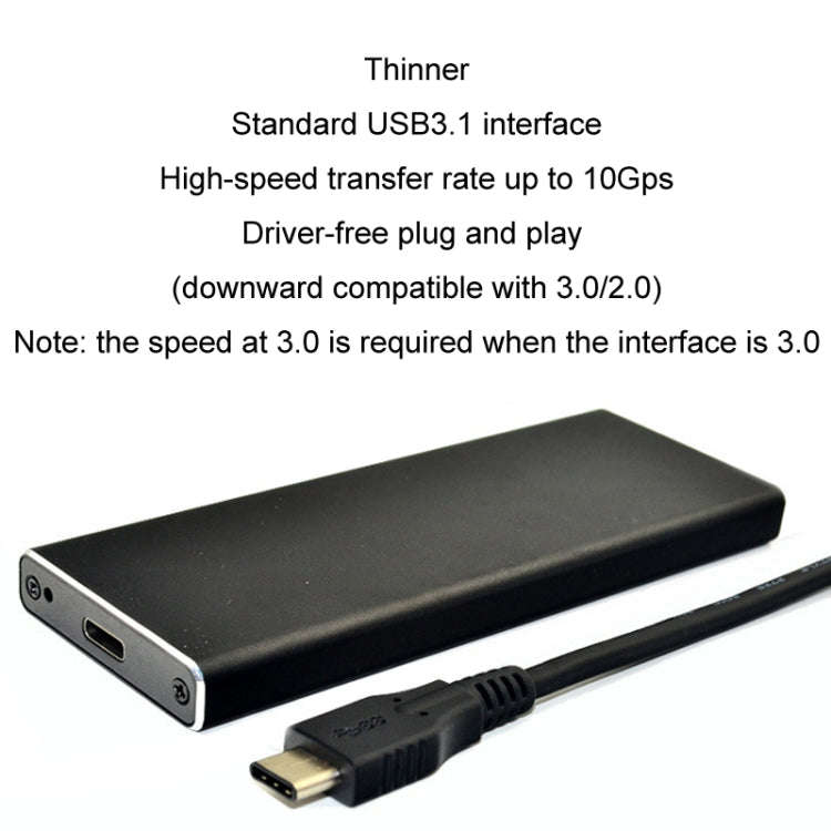 USB3.2 To M.2 NVME Hard Disk Box NGFF PCIE Protocol To TYPE-C, Color: Black