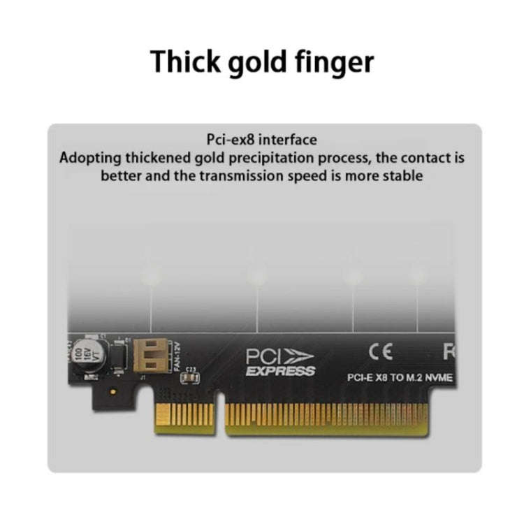 PCI-E X8 Double Disk Transfer Card NVME M.2 MKEY SSD RAID Array Expansion Adapter(PH45)