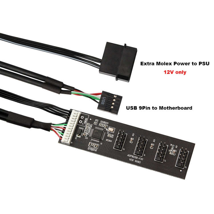 USB 2.0 9pin To 4 9pin Hub Internal Motherboard Header With 4pin Powered