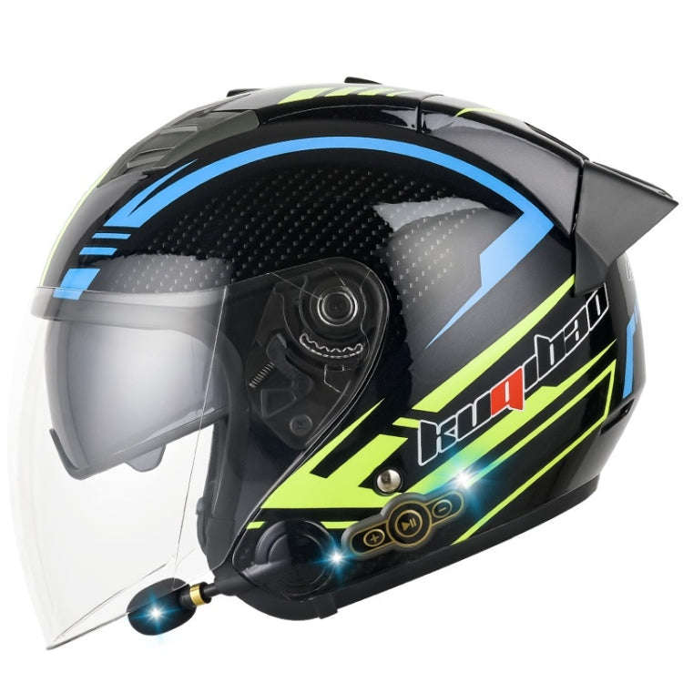 KUQIBAO Motorcycle Smart Bluetooth Sun Protection Double Lens Safety Helmet, Size: M(Bright Black...