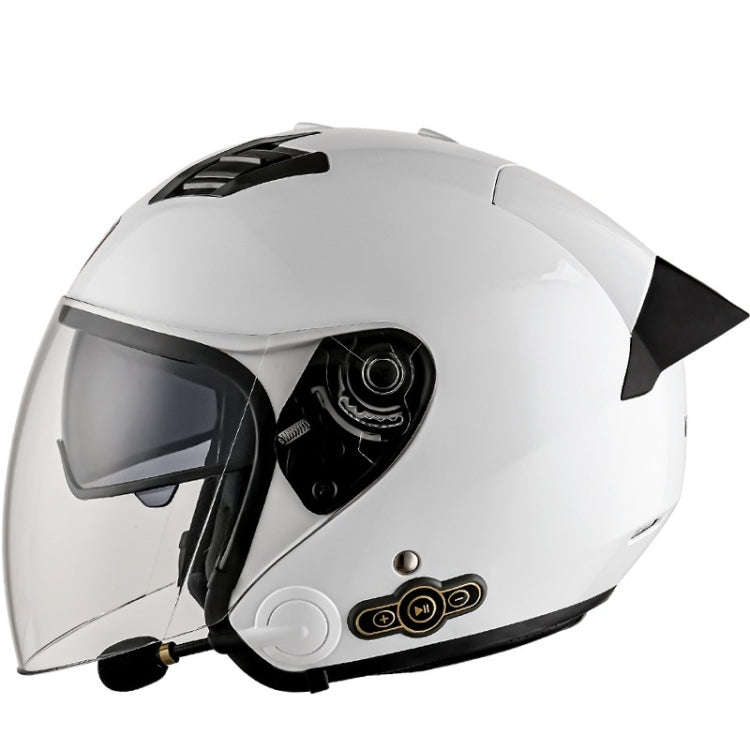 KUQIBAO Motorcycle Smart Bluetooth Sun Protection Double Lens Safety Helmet, Size: L(White+Black ...