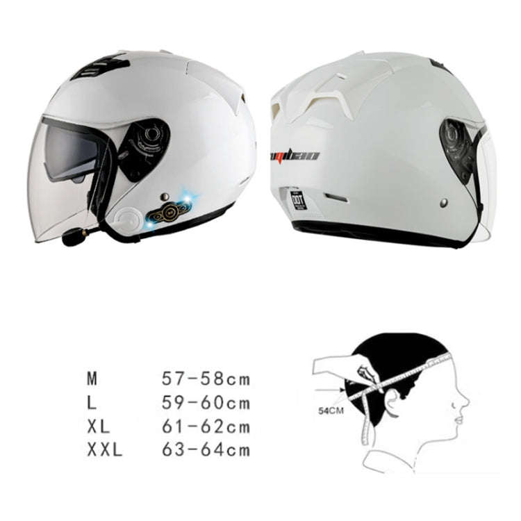 KUQIBAO Motorcycle Smart Bluetooth Sun Protection Double Lens Safety Helmet, Size: L(White+Black ...