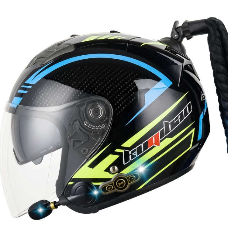 KUQIBAO Motorcycle Bluetooth Headset Double Lens Helmet With Braid, Size: L(Bright Black Phantom ...