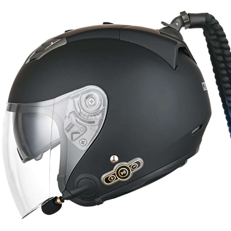 KUQIBAO Motorcycle Bluetooth Headset Double Lens Helmet With Braid, Size: L(Scrub Black)