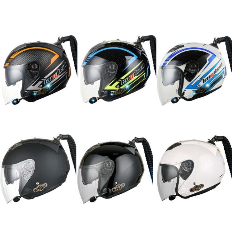 KUQIBAO Motorcycle Bluetooth Headset Double Lens Helmet With Braid, Size: XXL(Bright Black Phanto...