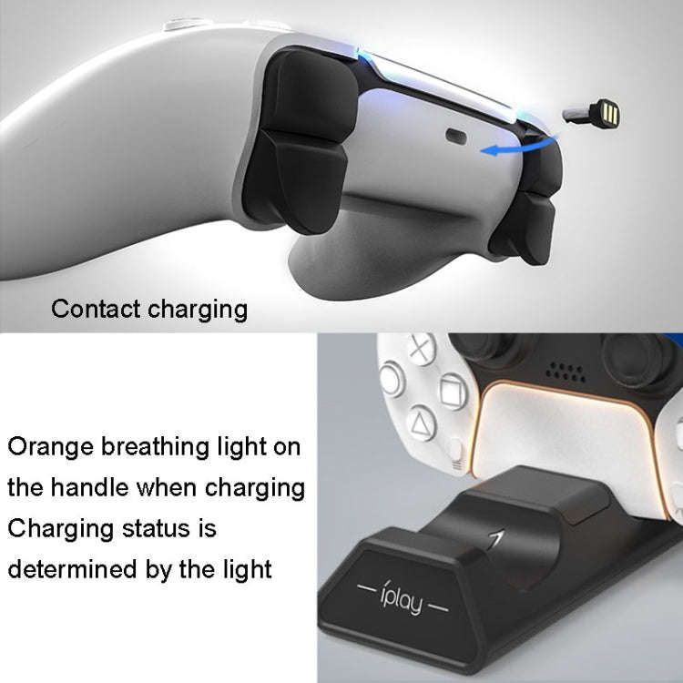 iplay HBP-263 For PS5 Handle Dual Seat Charging Support(Black)