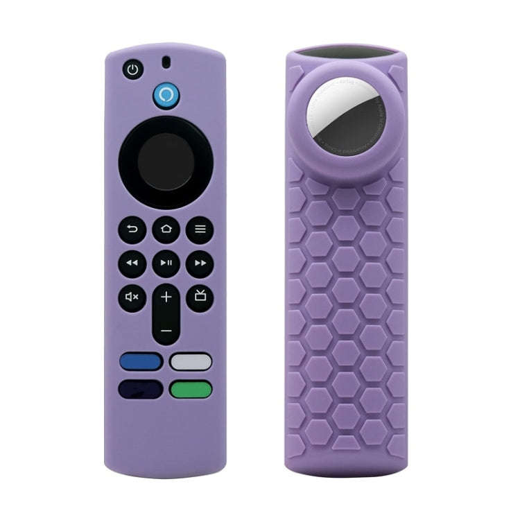 2pcs Remote Control Case For Amazon Fire TV Stick 2021 ALEXA 3rd Gen With Airtag Holder(Purple)