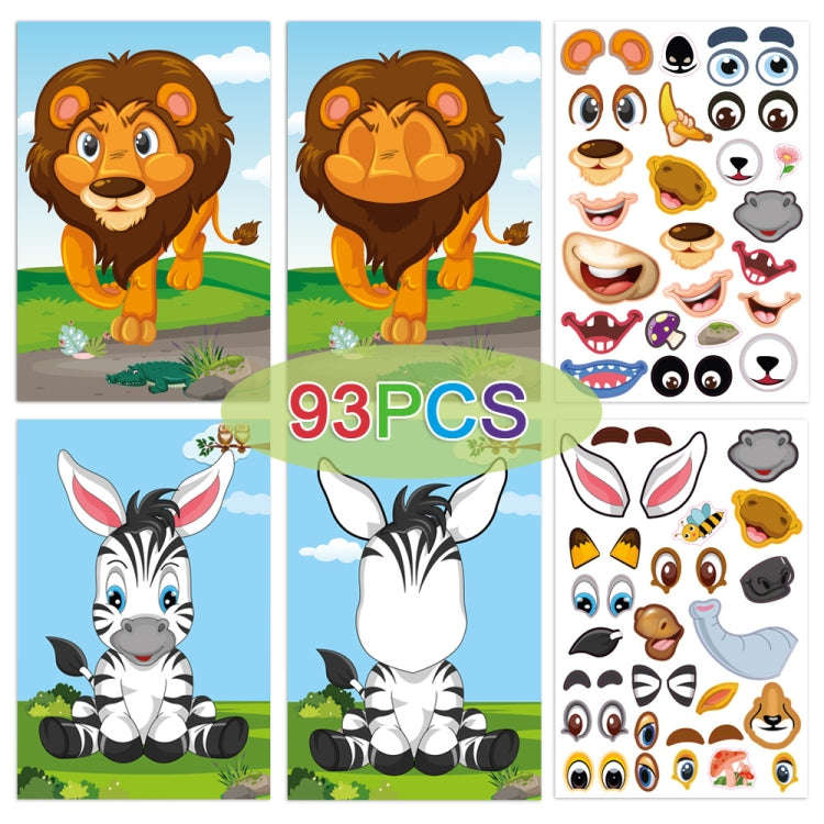 Face Changing Stickers Early Learning DIY Puzzle Stickers Toys(Animal)