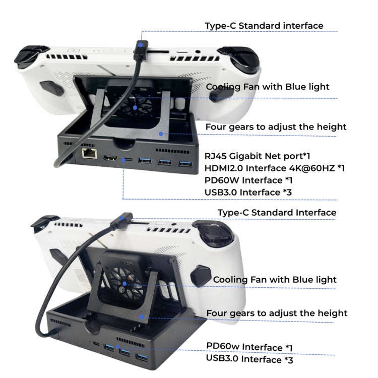 For ASUS ROG ALLY Charging Base Multifunctional Docking Station, Spec: 6 -in-1 Version