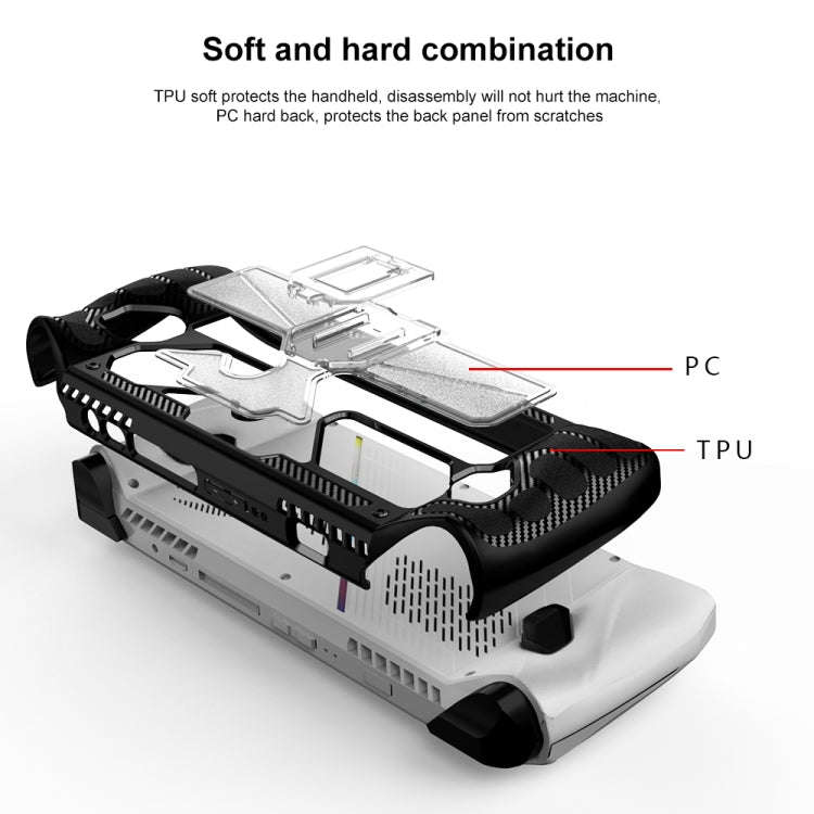 For ASUS Rog Ally Game Console PC+TPU Protective Case Cover With Bracket(Black+Transparent)