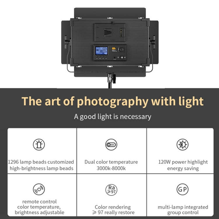 Pixel P45pro High Bright Dual Color Temperature Fill Light 120W Normal Bright Studio Camera Soft ...