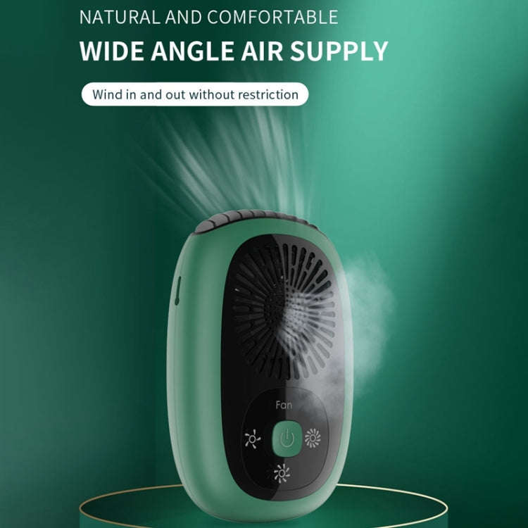 Leafless Hanging Neck Fan Mini Handheld Fan USB Rechargeable Fan With Negative Ions Green
