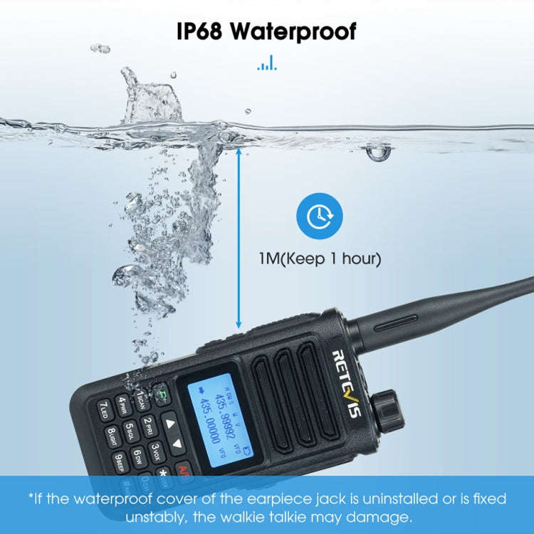 RETEVIS RA89 UV Dual-segment IP68 Waterproof Dual-guard Dual-standby Walkie Talkie(US Frequency 1...