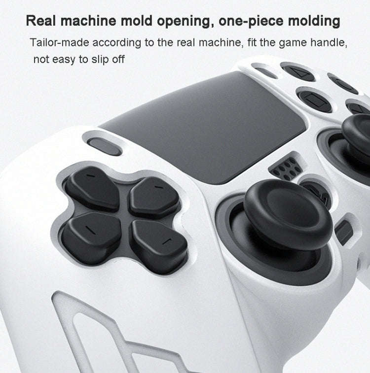 For PS5 Gamepad Silicone Case Non-slip Texture Thickened Protective Cover(White)