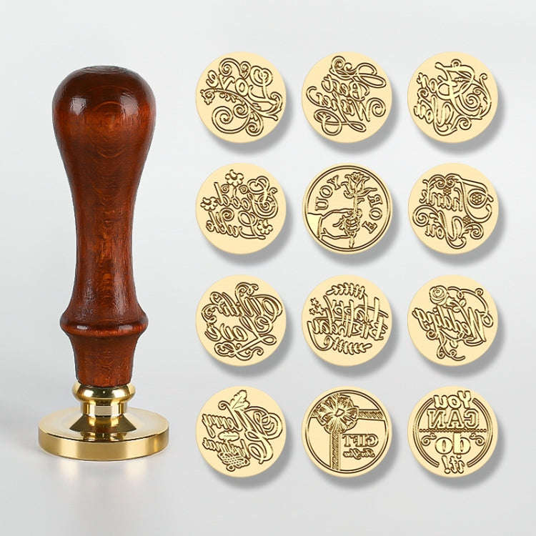 English Letters Series Fire Lacquer Seal Toxca Handle+Brass Seal Head(YW-04 Good Luck)