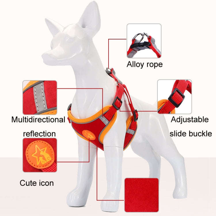 Pet Dog Harness Reflective Anti-break-off Vest-style Leash, Color: Mesh Classic Red(S)
