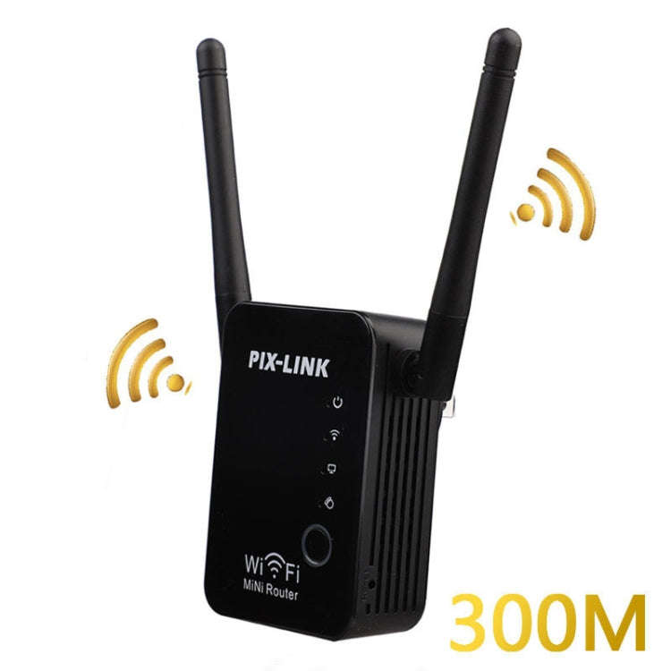 PIX-LINK 2.4G 300Mbps WiFi Signal Amplifier Wireless Router Dual Antenna Repeater(UK Plug)