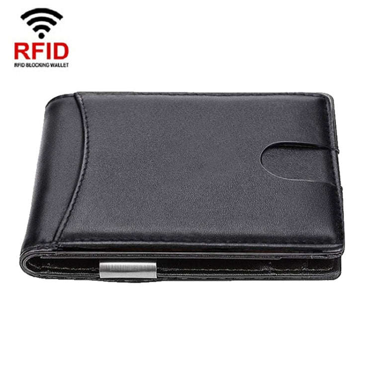 RFID Anti-Theft Brush Men Vintage Leather Wallet Card Case(Flat Pattern+Black Inside)