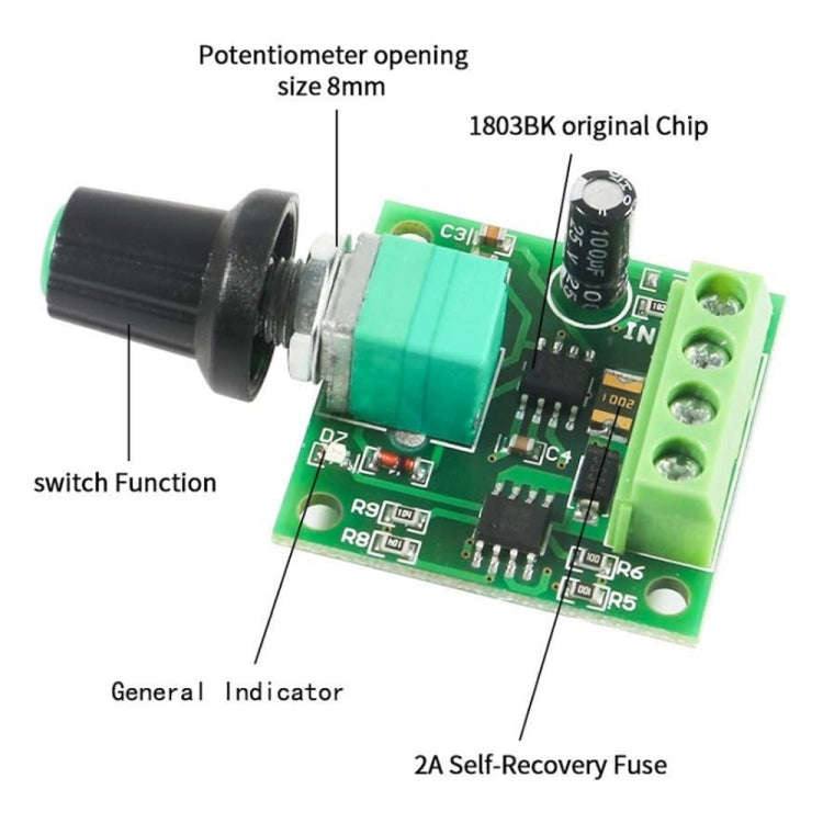 2pcs 1.8V/3V/5V/6V/12V 2A PWM DC Motor Governor Switch(1803BK)