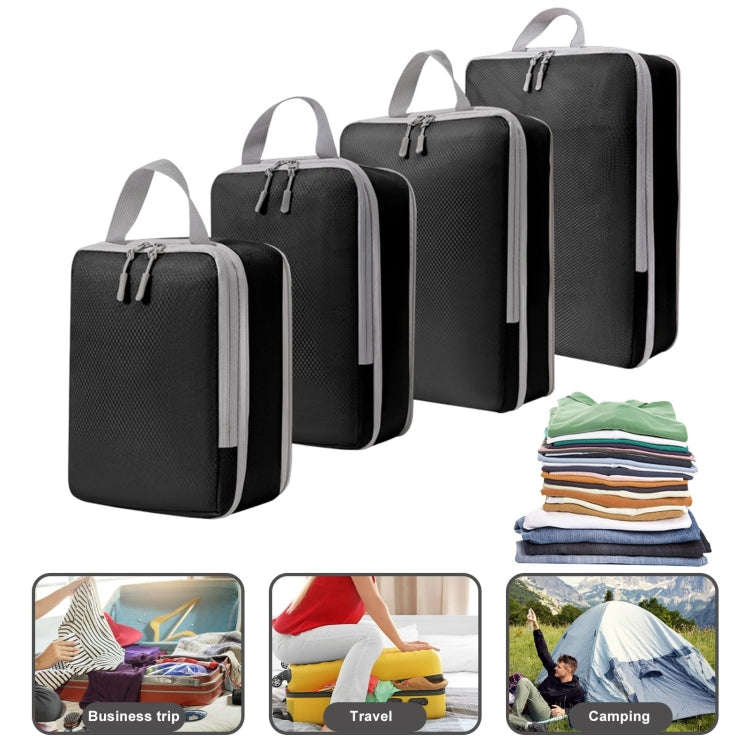9 In 1  Compression Packing Cubes Expandable Travel Bags Luggage Organizer(Black)