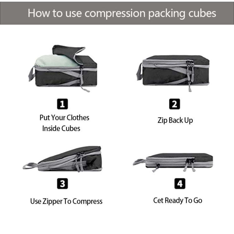 9 In 1  Compression Packing Cubes Expandable Travel Bags Luggage Organizer(Black)