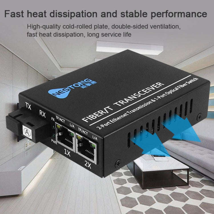 NESTONG 100M Single-Mode Fiber Optic Transceiver POE Photoelectric Converter,CN Plug