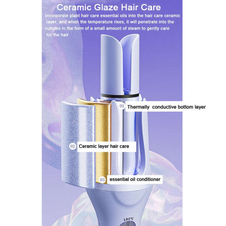 Extended Automatic Ceramic Curling Iron 32mm Shaped Big Wave Styling Tools,CN Plug(Green)