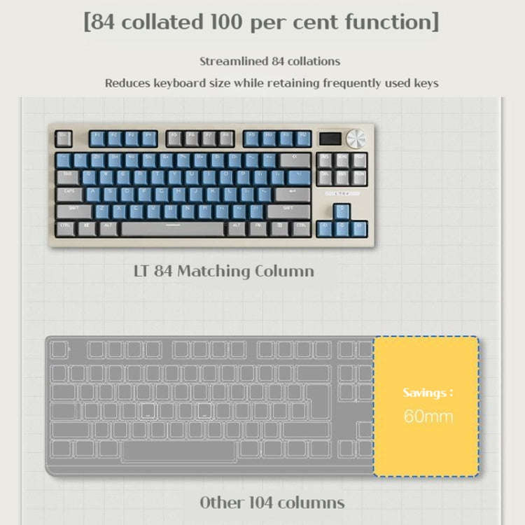 LANGTU LT84 Mechanical Luminous Keyboard, Style: Wireless Tri-Mode RGB Sea-Air Axis Pro ( Whiteout )