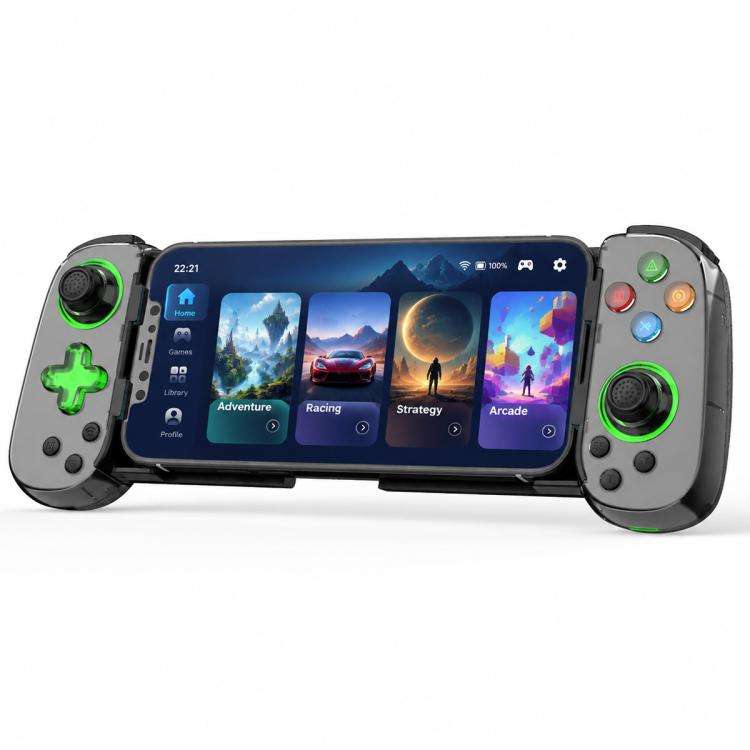 D7 BT5.0 Retractable Gamepad With Light For PC / Android / IPhone /Win7 10 11/Mac OS/Switch(Black)