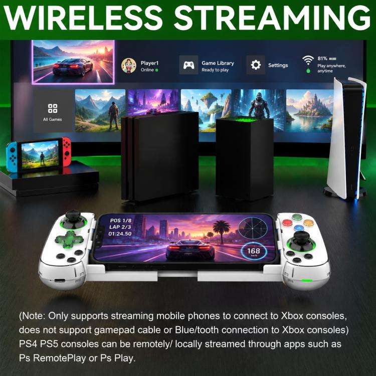 D7 BT5.0 Retractable Gamepad With Light For PC / Android / IPhone /Win7 10 11/Mac OS/Switch(Purple)