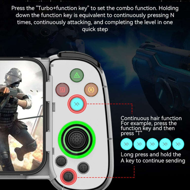 D7 BT5.0 Retractable Gamepad With Light For PC / Android / IPhone /Win7 10 11/Mac OS/Switch(White)