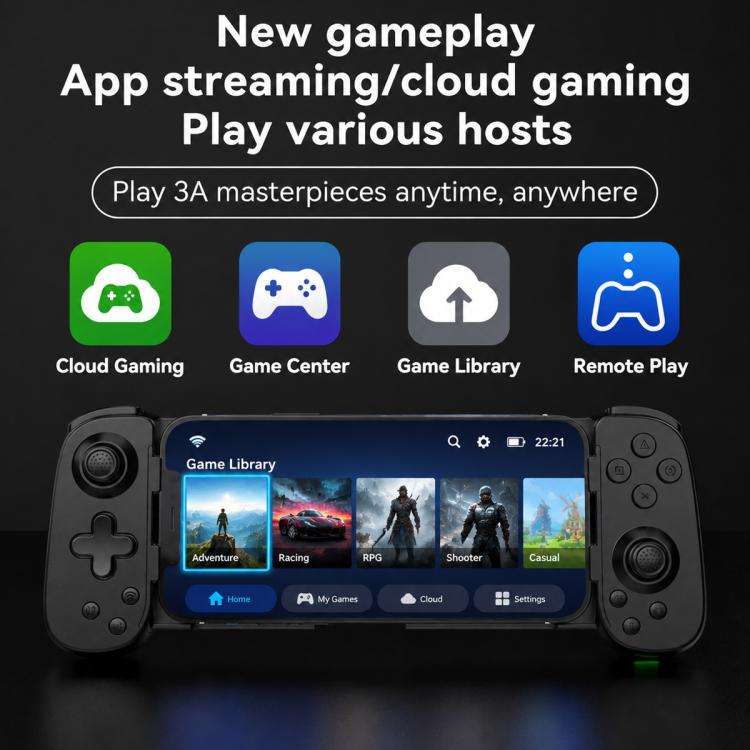 D6  Bluetooth Retractable Gamepad Dual Hall Six-Axis Somatosensory For Android/IPhone /Switch(Black)