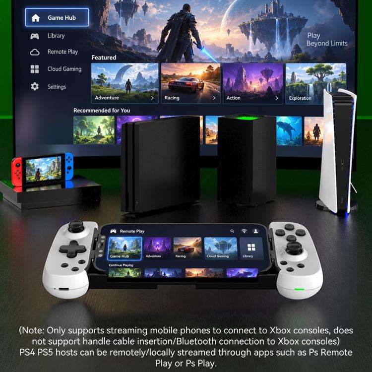 D6  Bluetooth Retractable Gamepad Dual Hall Six-Axis Somatosensory For Android/IPhone /Switch(Black)