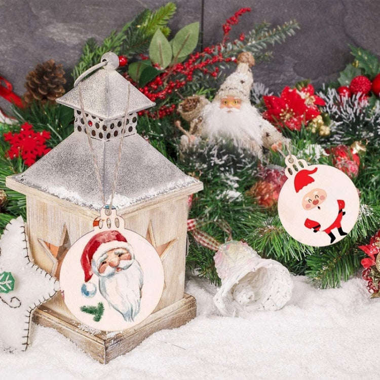 10pcs/Set Wood Chip Hand-Painted Christmas Tree Props Christmas Pendants, Size: 9x7.6cm