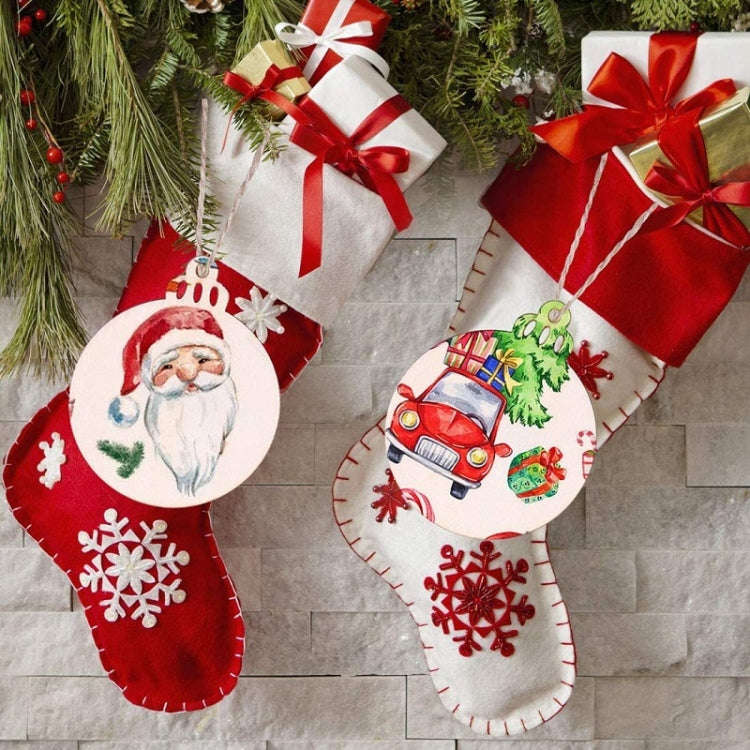 10pcs/Set Wood Chip Hand-Painted Christmas Tree Props Christmas Pendants, Size: 12x10cm