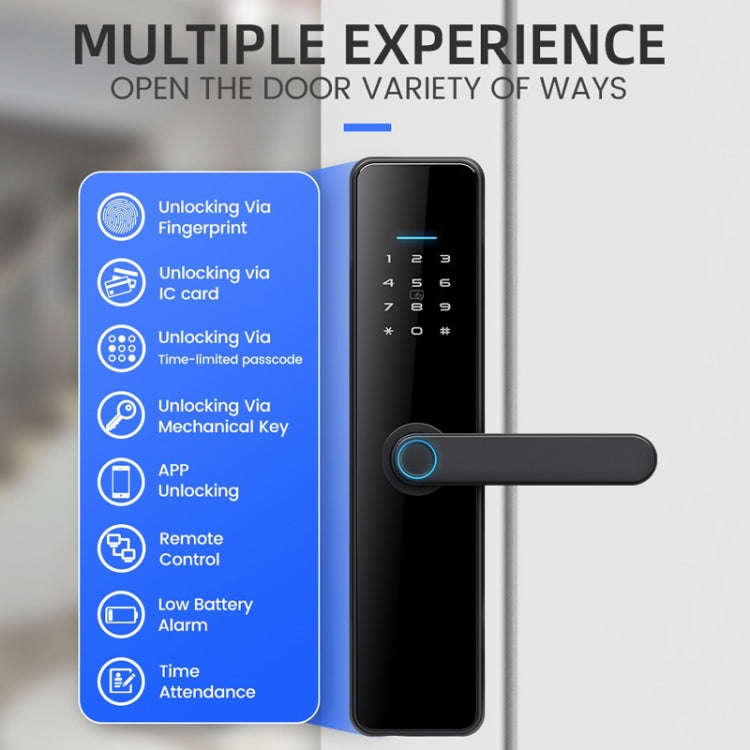 C91 Tuya Smart WiFi Password Fingerprint Electronic Door Lock(Silver)
