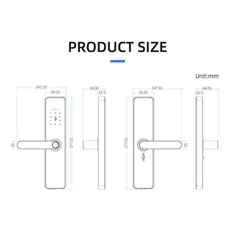 C91 Tuya Smart WiFi Password Fingerprint Electronic Door Lock(Silver)