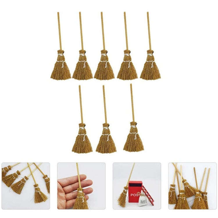 5pcs Halloween Mini Broom Ornaments Witch Broom Toy Accessories Red Rope 4cm x 9.5cm