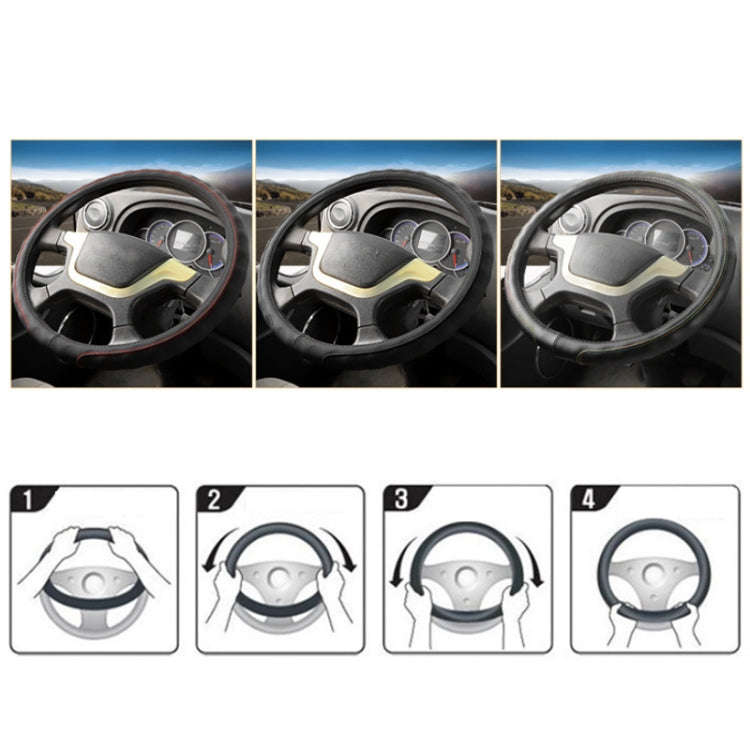 42cm Leather Truck Steering Wheel Cover(Black)