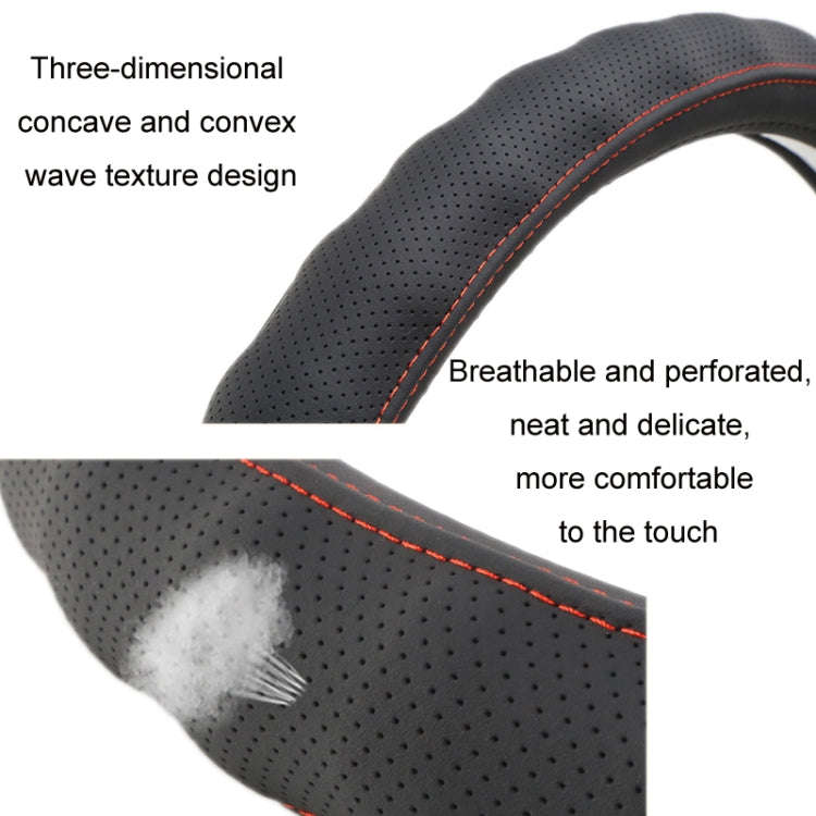 42cm Leather Truck Steering Wheel Cover(Black)